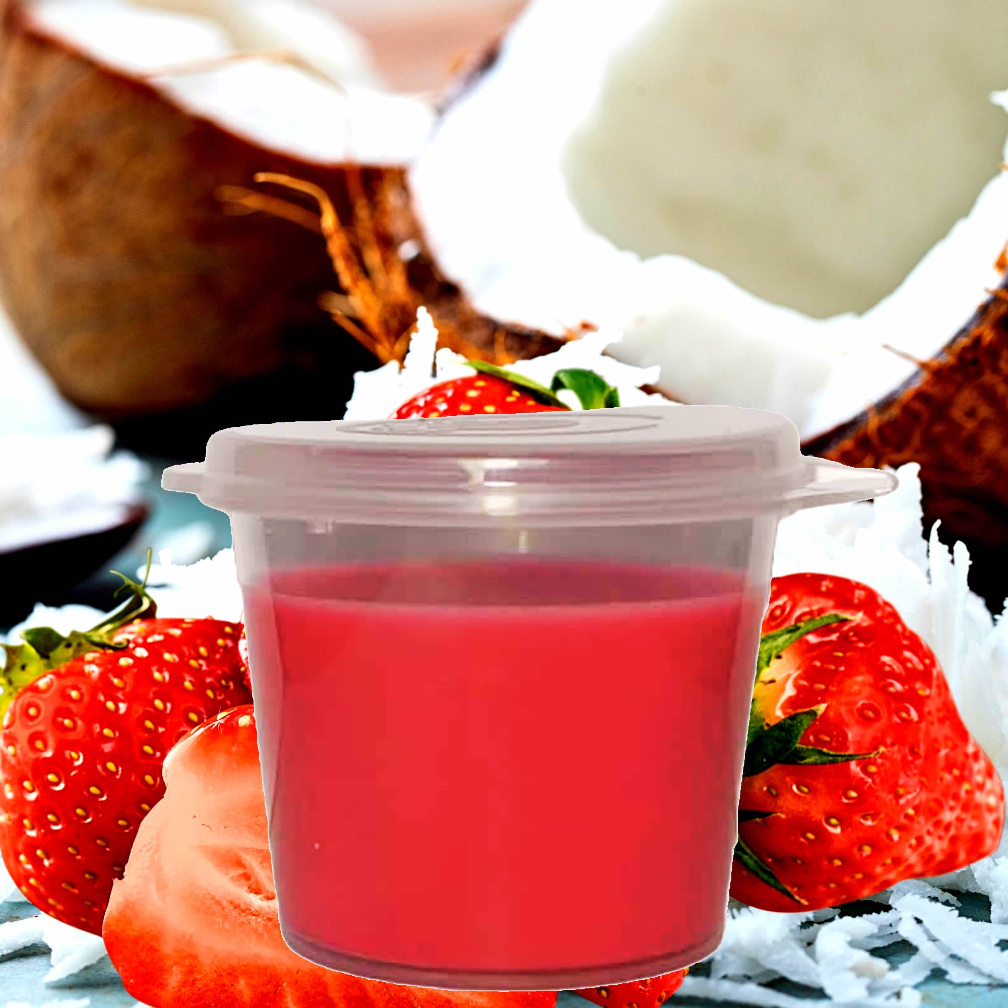 Coconut Strawberry Soy Candle Melt Shot Pots – Plant-Based, Vegan, Cruelty-Free, Hand-Poured