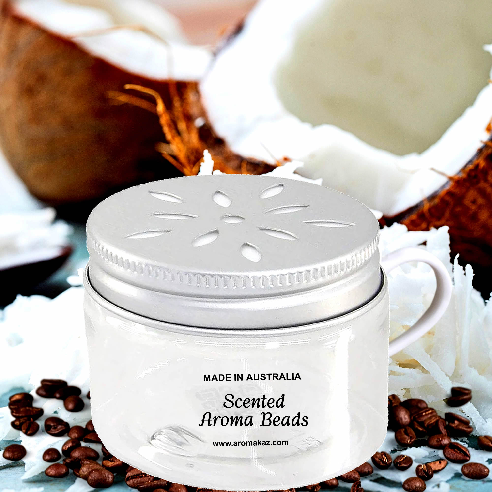 Coffee & Coconut Air Freshener Aroma Beads - Room, Car, Pantry, Pet Areas, Linen