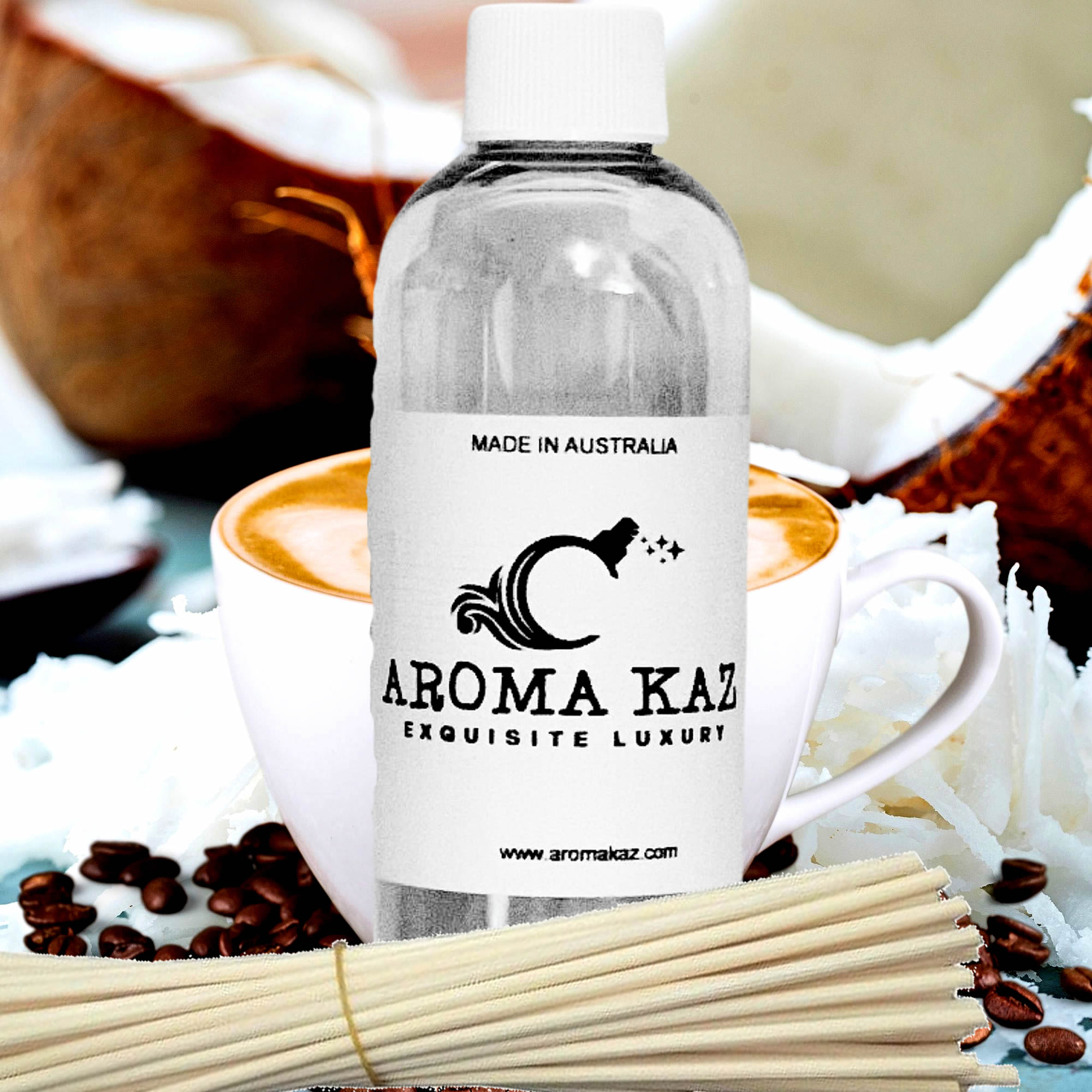 Coffee & Coconut Diffuser Fragrance Oil with Reeds – Vegan Cruelty-Free Home Aroma