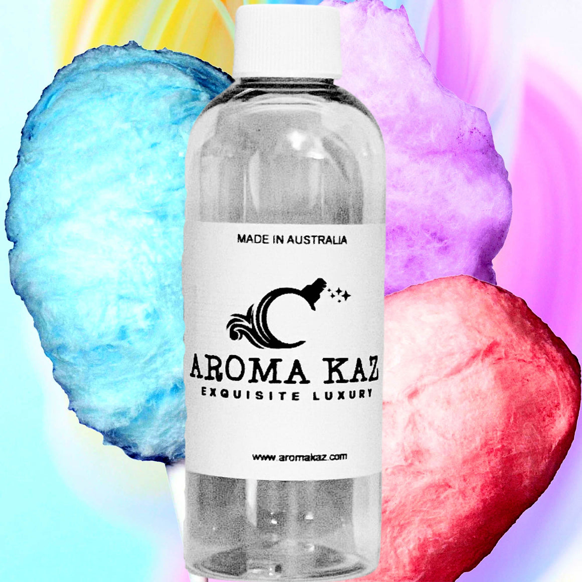 Cotton Candy fragrance oil for candle making, soap making and perfume blending – vegan, cruelty-free featuring a sugary spun-sugar candy aroma, handmade in Australia.