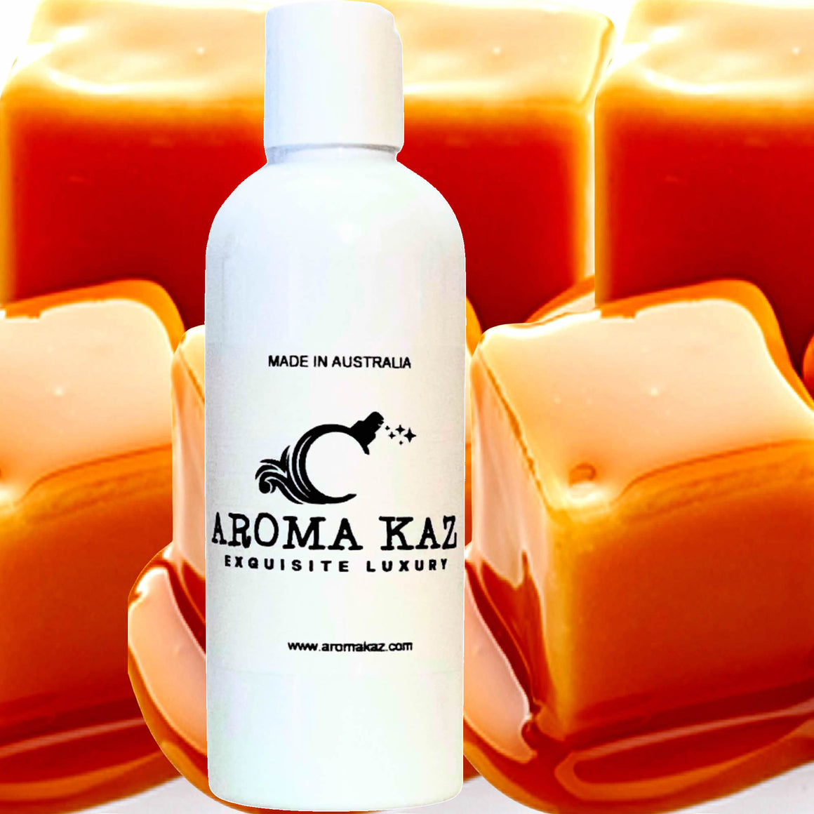 Creamy Caramel Body Massage Oil – vegan, cruelty-free, plant-based hydrating oil with a rich buttery caramel aroma, handmade in Australia.