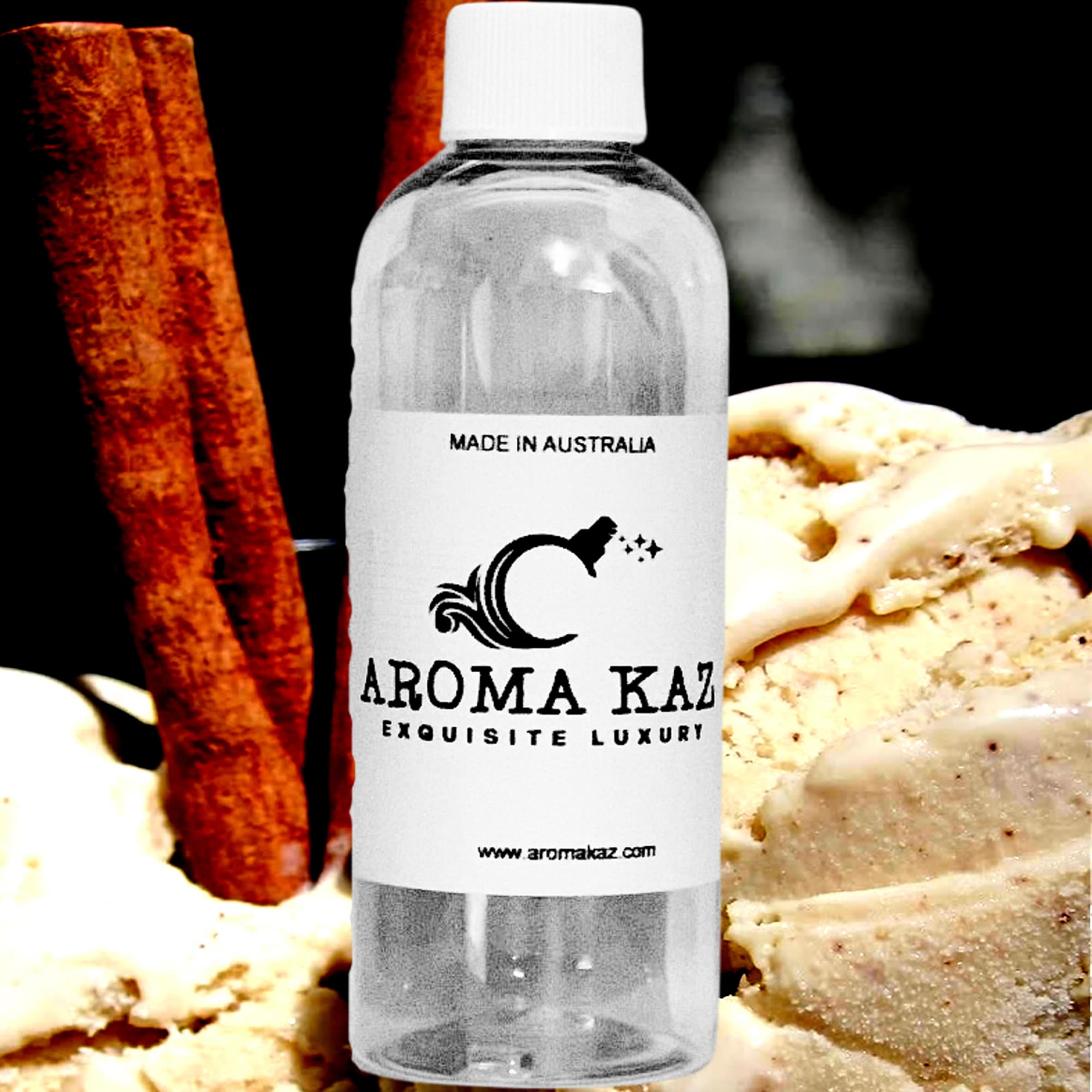 Creamy Cinnamon Vanilla fragrance oil for candle making, soap making and perfume blending – vegan, cruelty-free featuring warm cinnamon and creamy vanilla notes, handmade in Australia.
