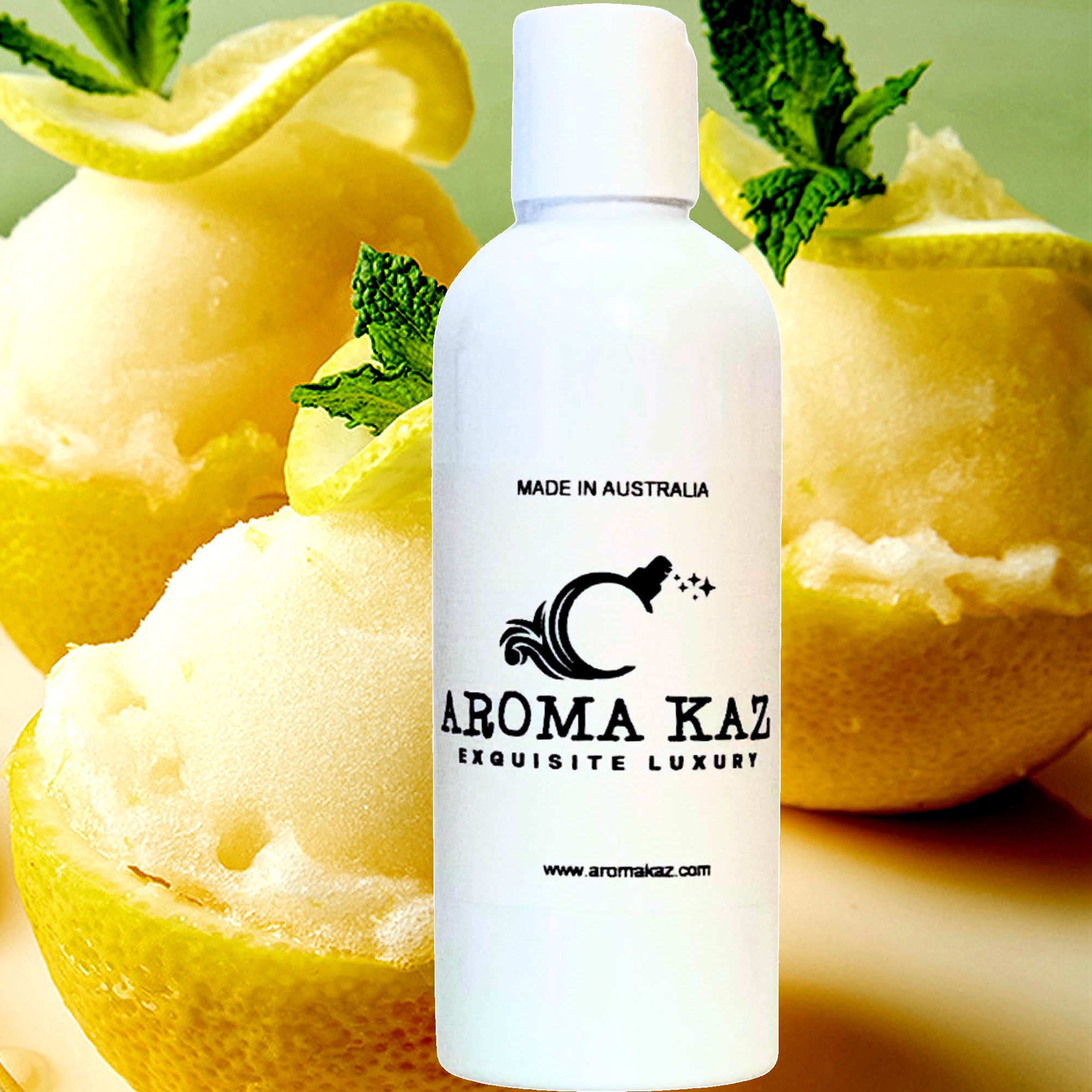 Creamy Lemon Gelato Body Massage Oil – vegan, cruelty-free, plant-based hydrating oil with a bright sweet lemon gelato aroma, handmade in Australia.