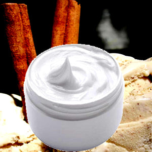 Creamy Cinnamon Vanilla Hydrating vegan body and hand cream moisturizer. Handmade in Australia, cruelty free, long-lasting fragrance, perfect for all skin types and ideal as a gift for men or women.