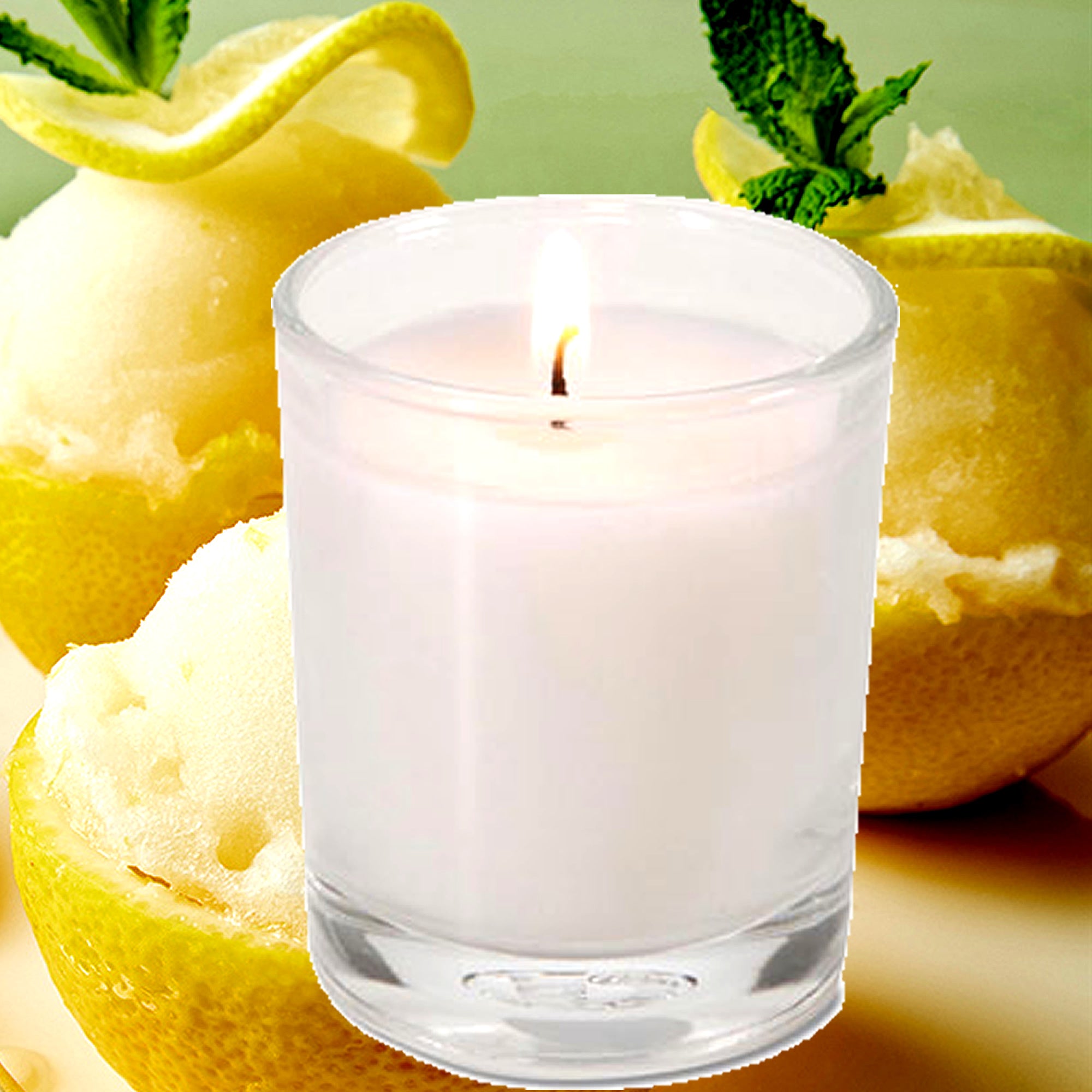 Creamy Lemon Gelato Eco Soy Votive Candles – Clean Burn, Plant-Based, Vegan & Pet Safe