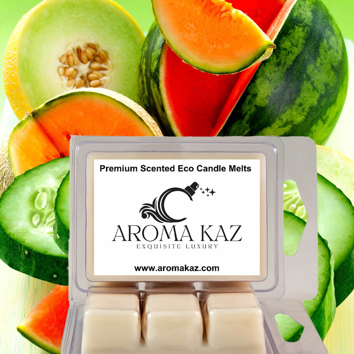 Cucumber Melon Dew eco soy wax melts – vegan, cruelty-free featuring crisp cucumber and juicy melon notes, handmade in Australia.