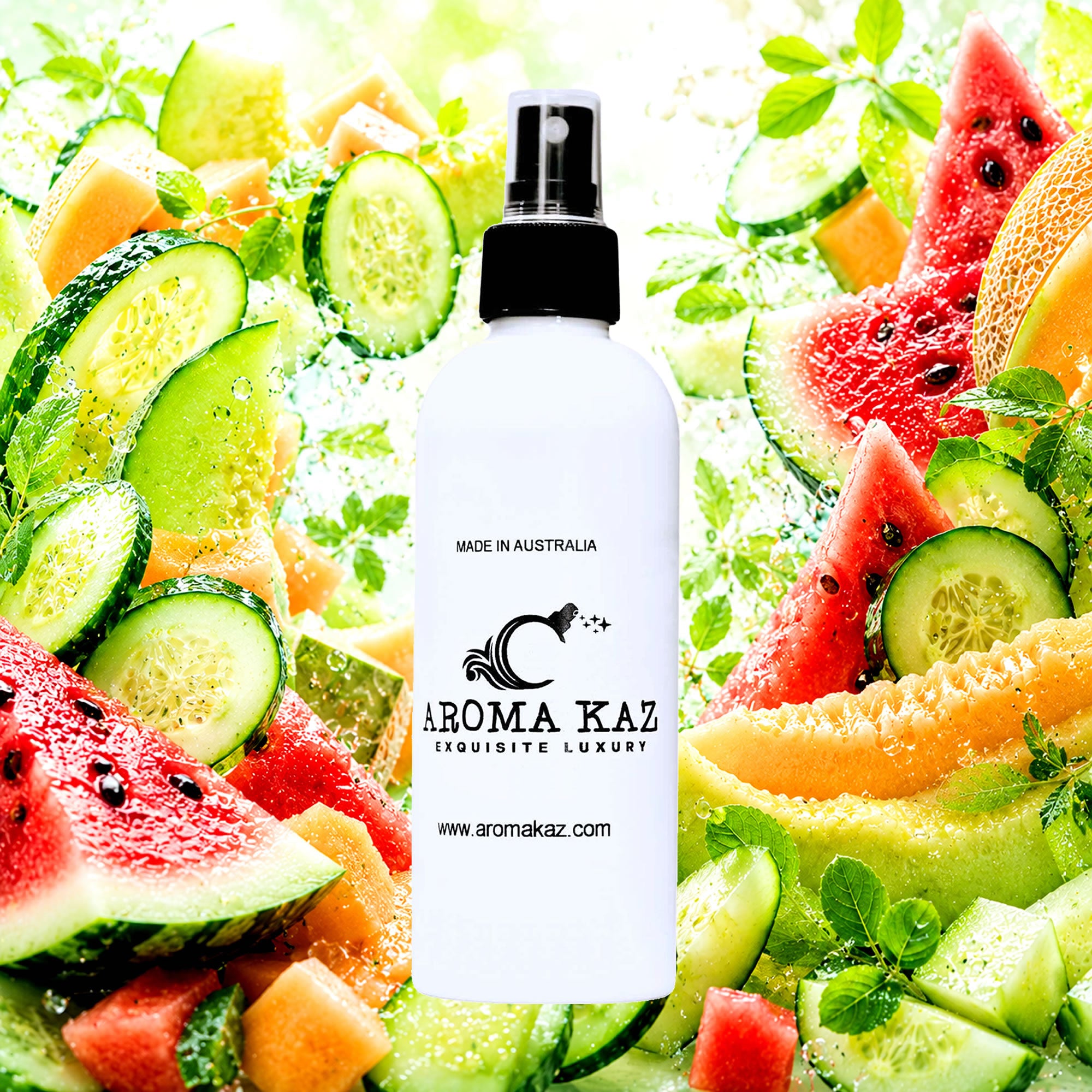 Cucumber Melon Dew Room Linen Car Air Freshener Spray Deodoriser eco-friendly vegan, cruelty-free body fragrance featuring crisp cucumber and juicy melon notes, made in Australia.