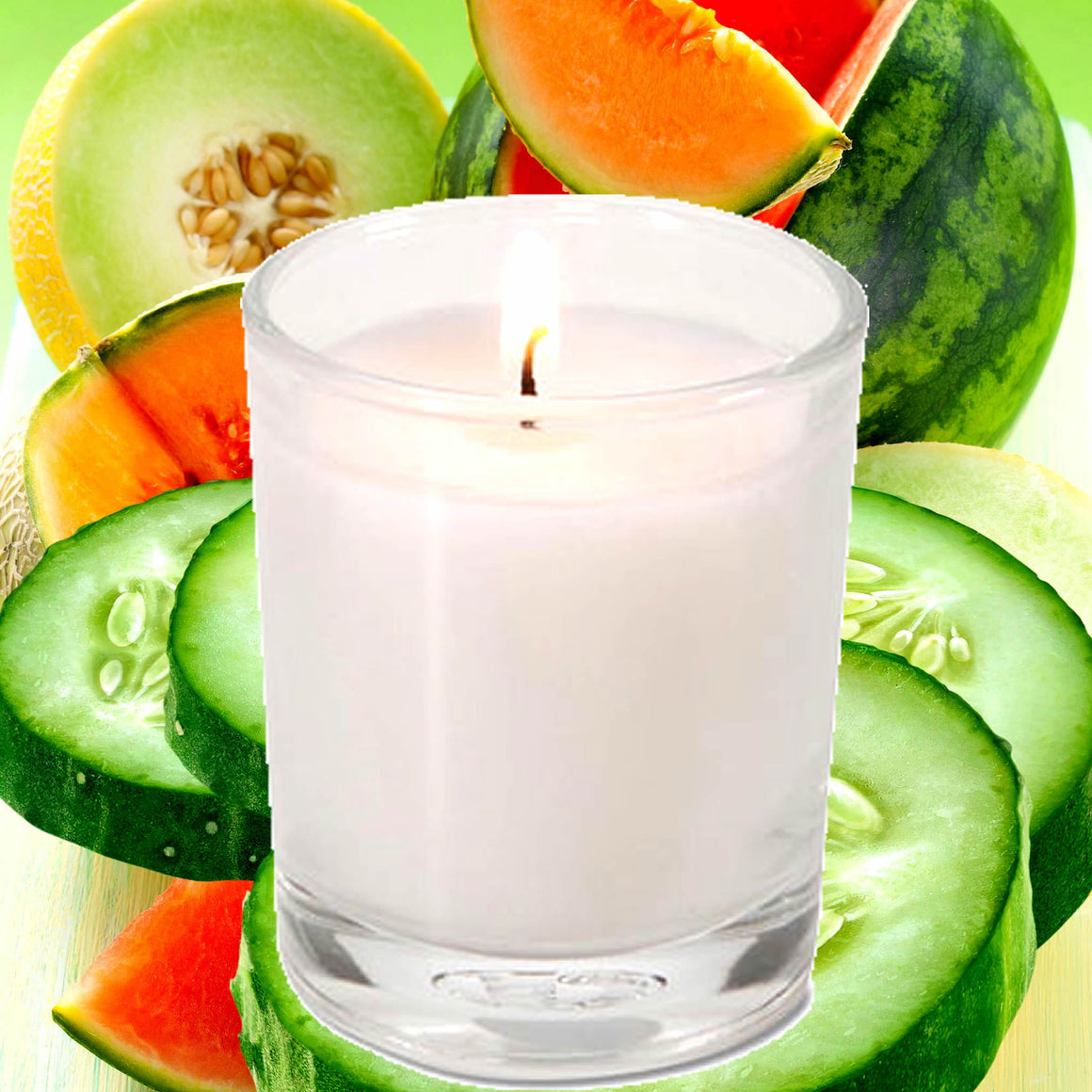 Cucumber Melon Dew Scented Votive Candles eco soy plant based – vegan, cruelty-free featuring crisp cucumber and juicy melon notes, handmade in Australia.