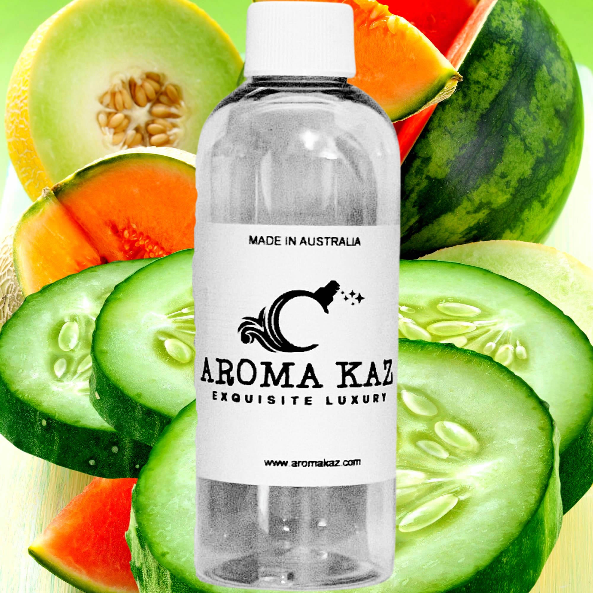 Cucumber Melon Dew fragrance oil for candle making, soap making and perfume blending – vegan, cruelty-free featuring crisp cucumber and juicy melon notes, handmade in Australia.