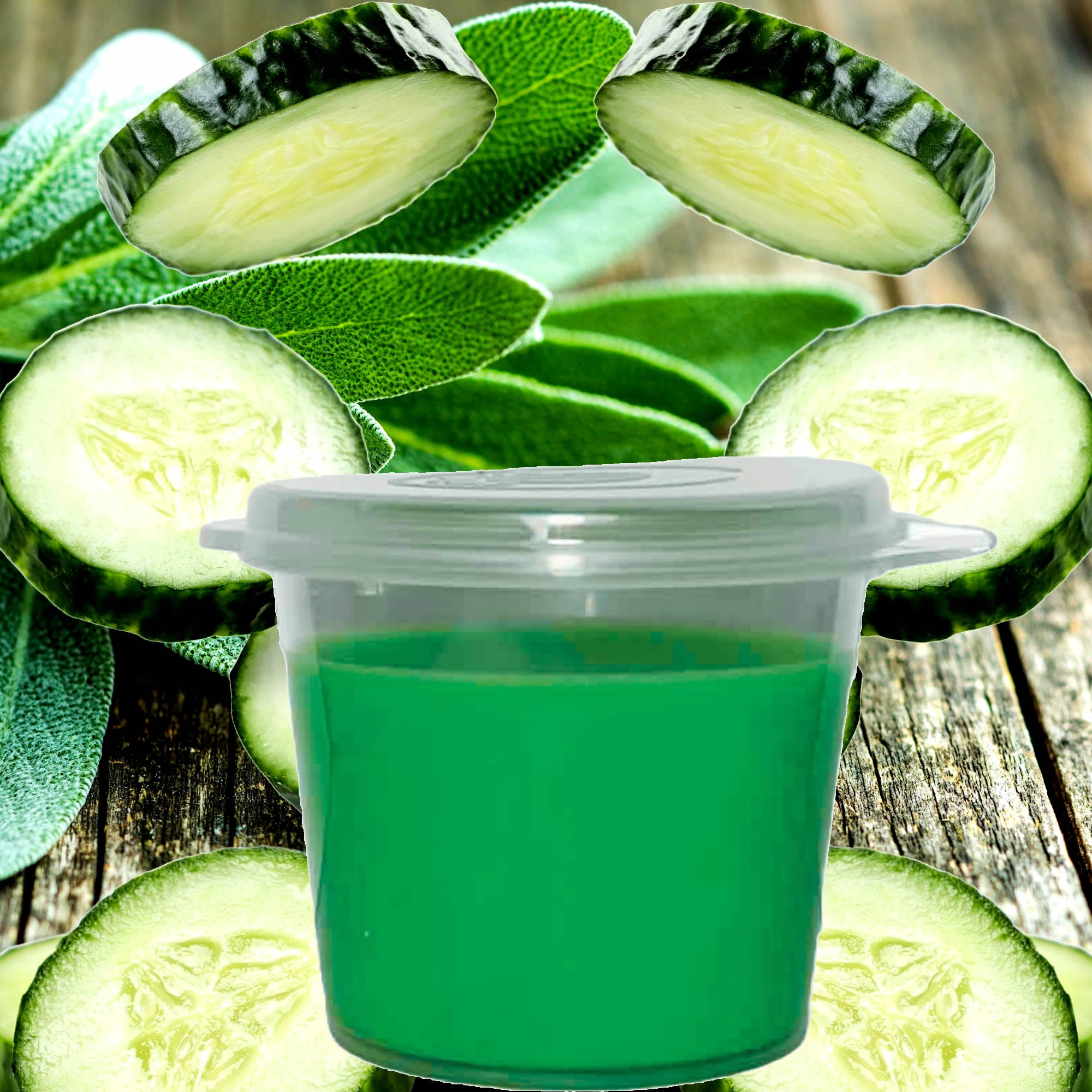 Cool Cucumber & Wild Sage Soy Candle Melt Shot Pots – Plant-Based, Vegan, Cruelty-Free, Hand-Poured