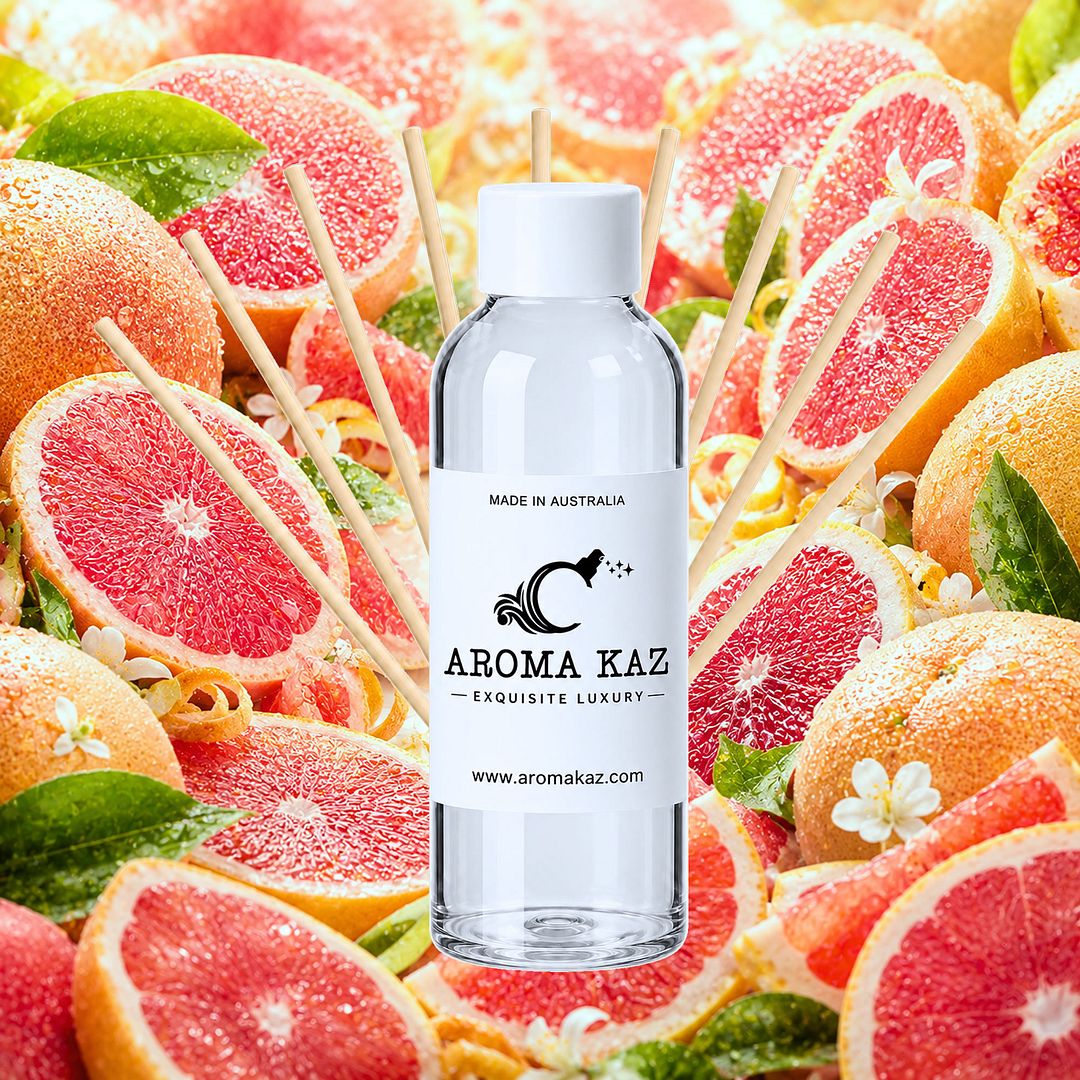 Fresh Grapefruit Diffuser Fragrance Oil Refill – vegan, cruelty-free featuring bright zesty grapefruit citrus, handmade in Australia.