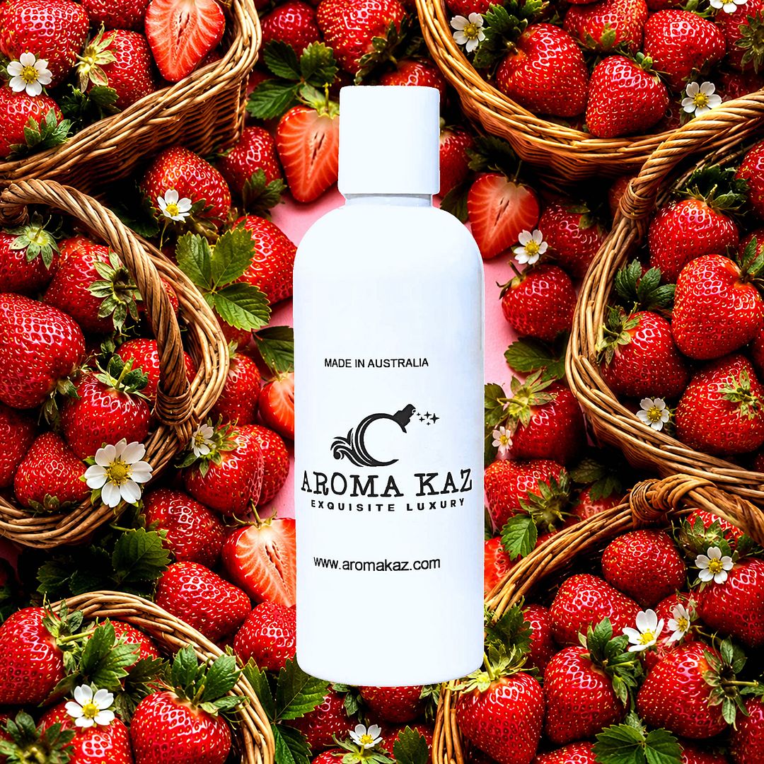 Fresh Strawberries Body Massage Oil – vegan, cruelty-free, plant-based hydrating oil with sweet juicy strawberry aroma, handmade in Australia.