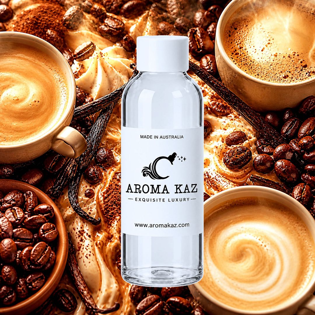 Coffee & Vanilla fragrance oil for candle making, soap making and perfume blending – vegan, cruelty-free featuring smooth coffee and creamy vanilla aroma, handmade in Australia.