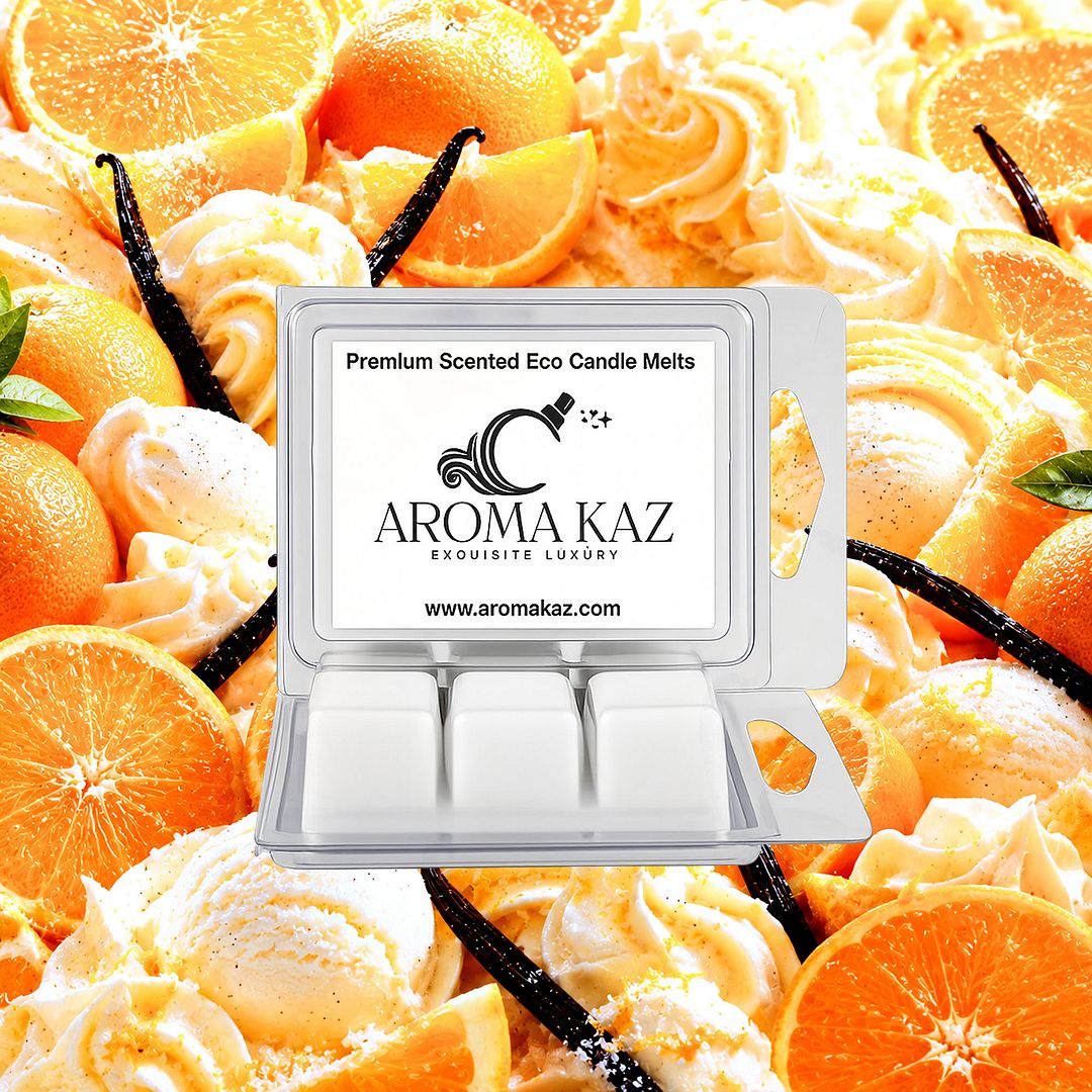 Orange Vanilla eco soy wax melts – vegan, cruelty-free featuring sweet orange citrus and creamy vanilla, handmade in Australia.