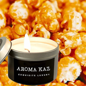 Caramel Popcorn Scented Eco Soy Tin Candles Hand Poured