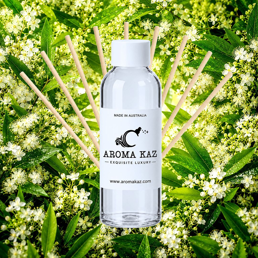 Australian Lemon Myrtle Diffuser Fragrance Oil Refill – vegan, cruelty-free featuring uplifting citrus floral lemon myrtle, handmade in Australia.