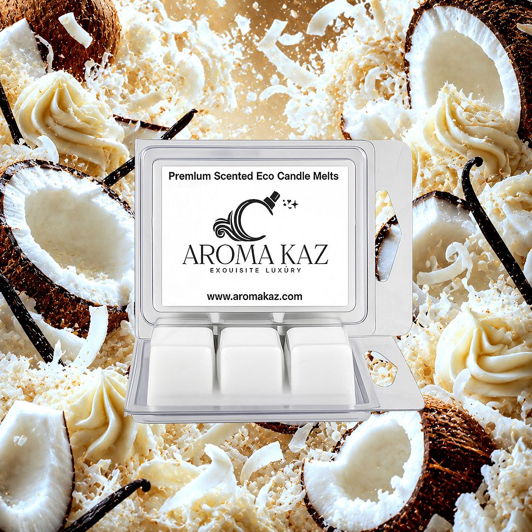 Vanilla Coconut eco soy wax melts – vegan, cruelty-free featuring creamy vanilla and tropical coconut, handmade in Australia.