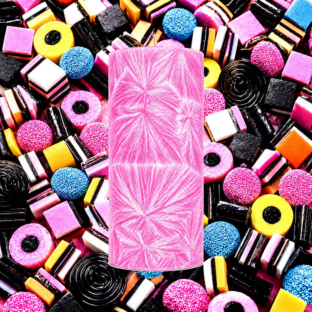 Licorice Allsorts plant based Pillar Candle – vegan, cruelty-free featuring sweet licorice candy aroma, handmade in Australia.