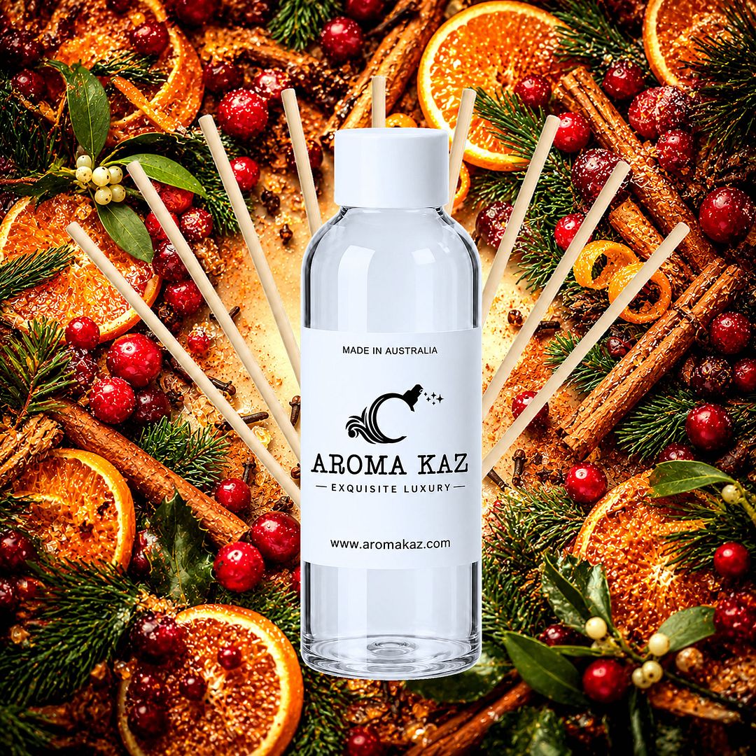 Christmas Memories Diffuser Fragrance Oil Refill – vegan, cruelty-free featuring warm nostalgic festive fragrance, handmade in Australia.