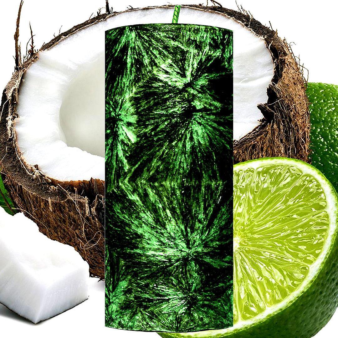 Coconut Lime Scented Palm Wax Pillar Candle Hand Poured