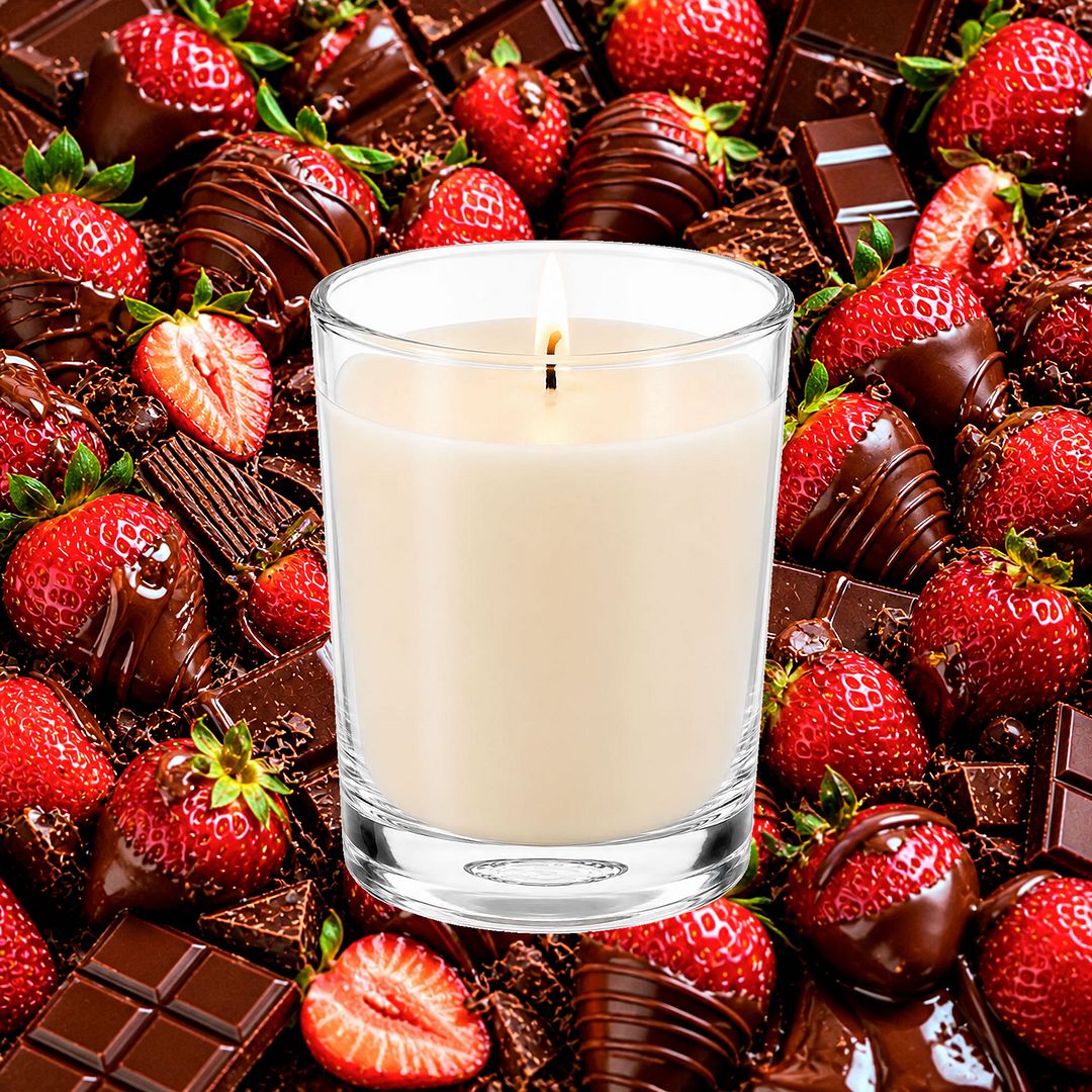 Chocolate Strawberries Scented Votive Candles eco soy plant based – vegan, cruelty-free featuring chocolate-dipped strawberry aroma, handmade in Australia.