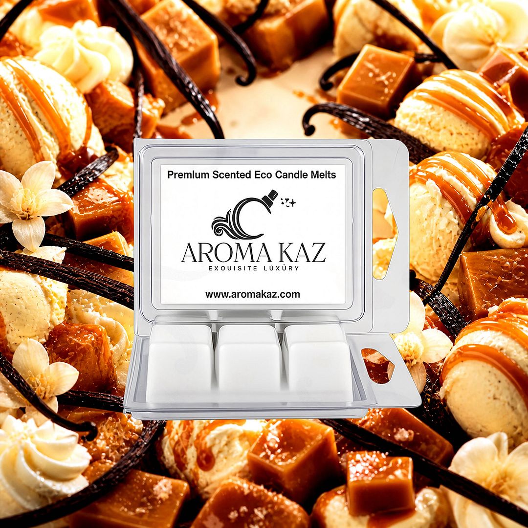 Vanilla Caramel eco soy wax melts – vegan, cruelty-free featuring creamy vanilla and rich buttery caramel, handmade in Australia.