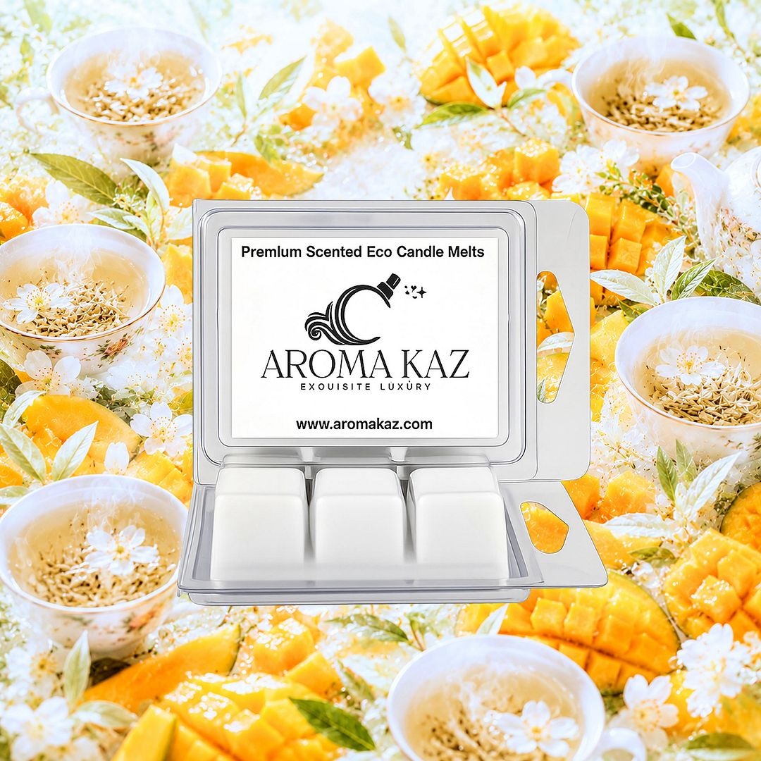 White Tea & Mango eco soy wax melts – vegan, cruelty-free featuring juicy mango and sweet white tea notes, handmade in Australia.