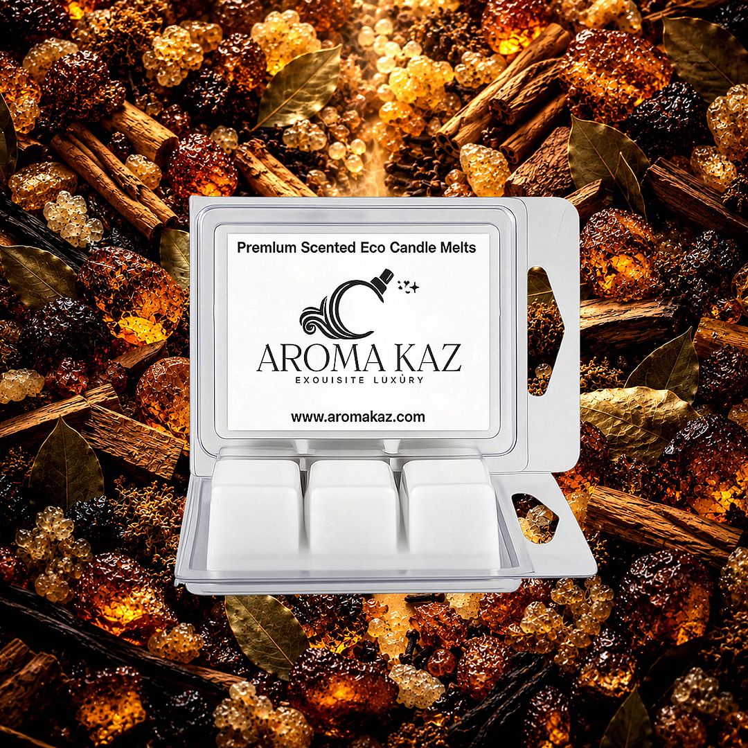 Moroccan Amber & Myrrh eco soy wax melts – vegan, cruelty-free featuring exotic amber, warm spices, and resinous myrrh, handmade in Australia.