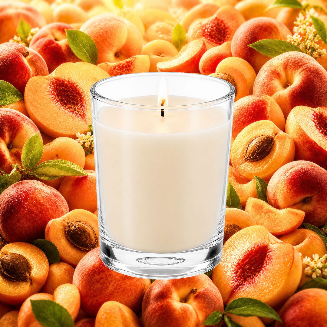 Apricot Peaches Scented Votive Candles eco soy plant based – vegan, cruelty-free featuring sweet apricot and peach notes, handmade in Australia.