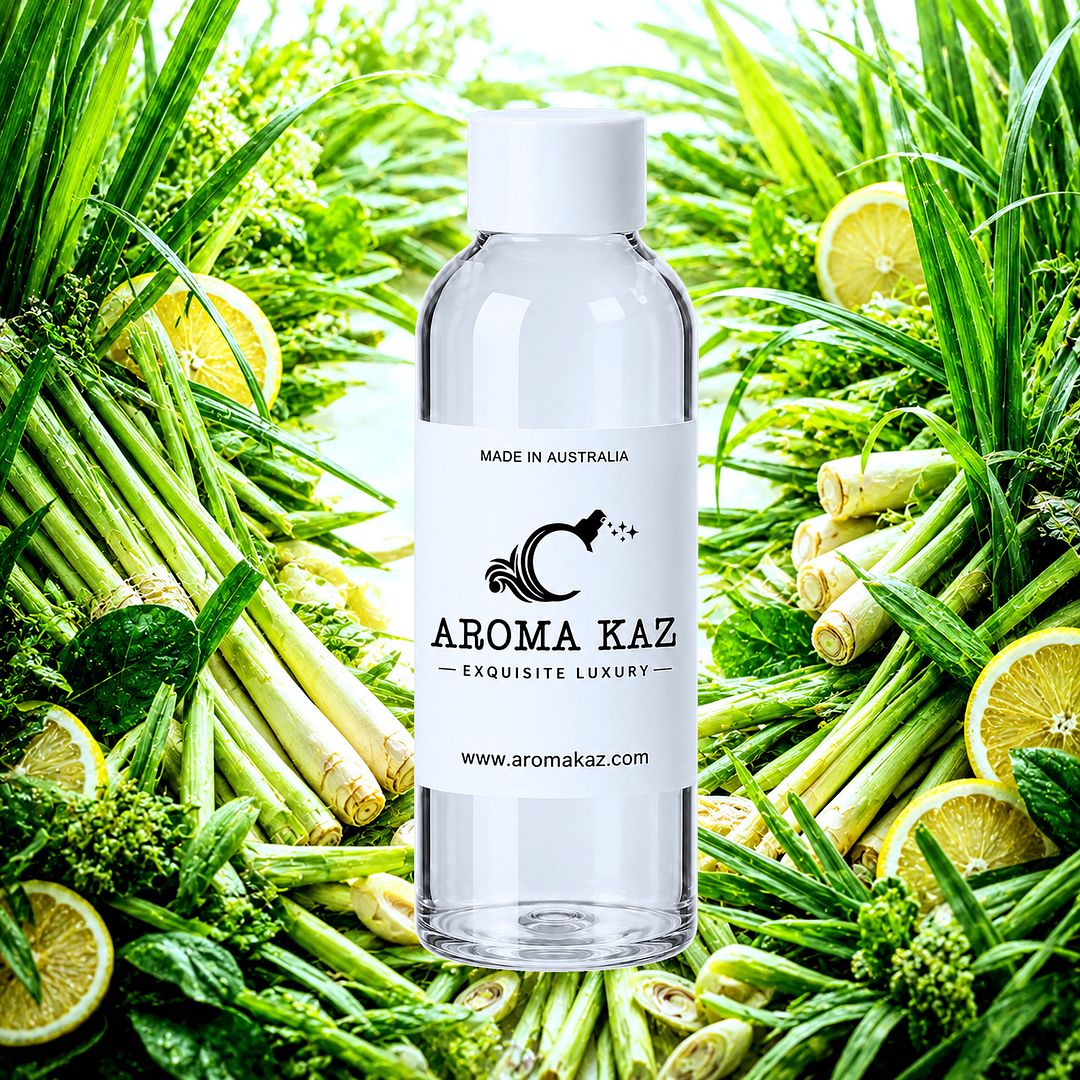 Lemongrass Citronella fragrance oil for candle making, soap making and perfume blending – vegan, cruelty-free featuring citrus lemongrass and crisp citronella, handmade in Australia.