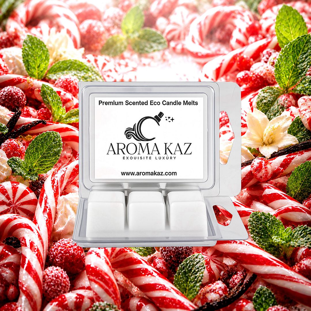 Candy Cane eco soy wax melts – vegan, cruelty-free featuring refreshing peppermint candy aroma, handmade in Australia.