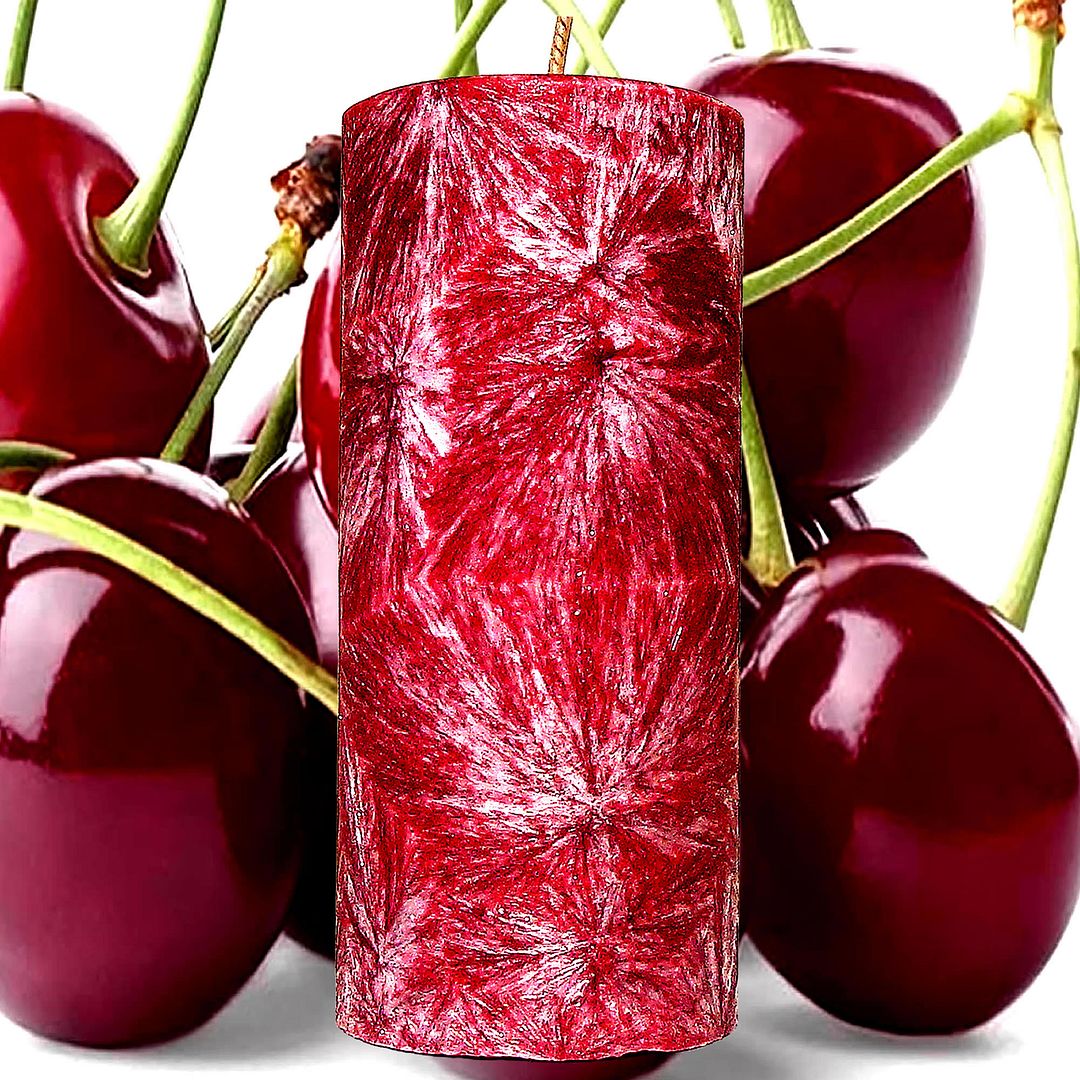 Fresh Cherries Scented Palm Wax Pillar Candle Hand Poured