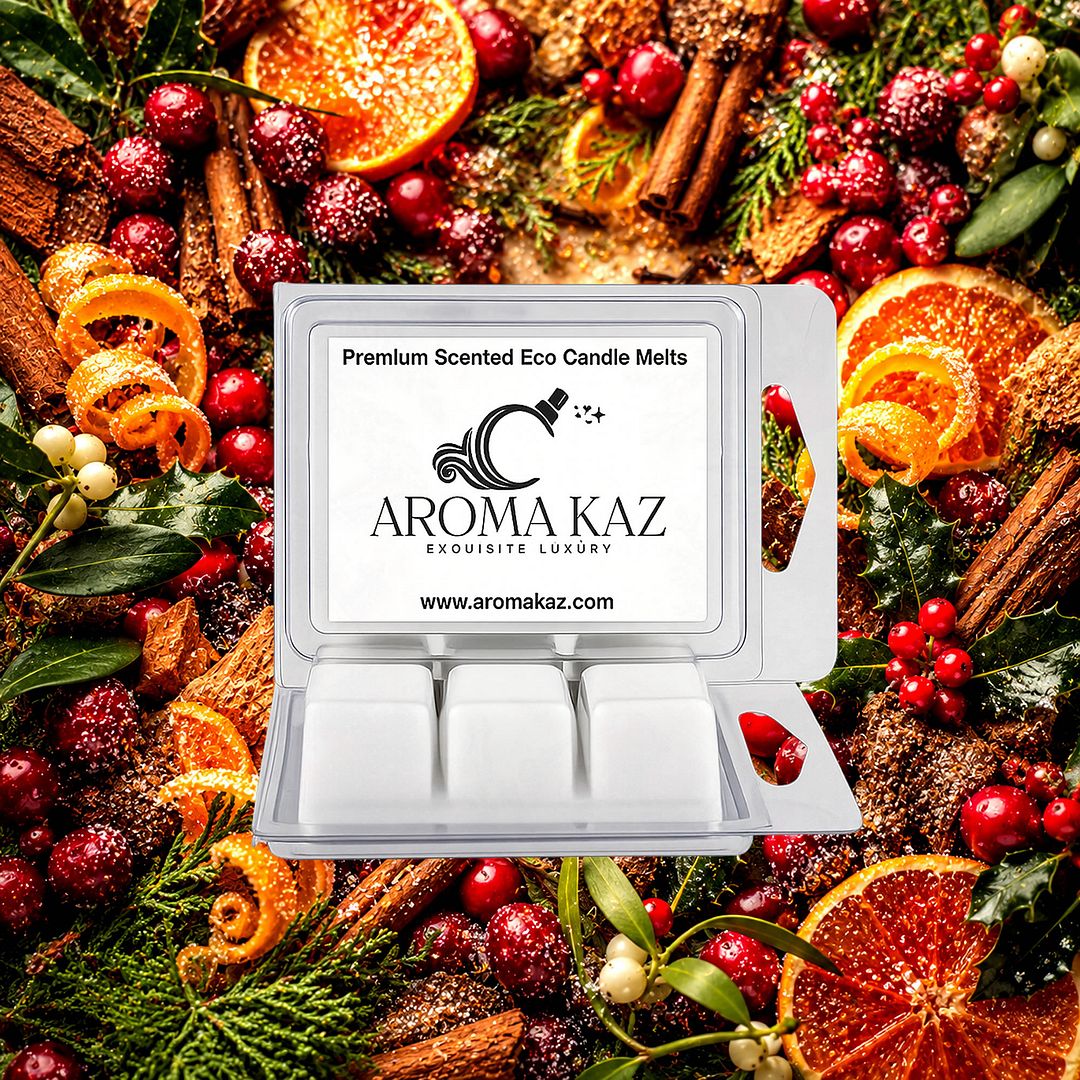 Christmas Cedar & Cranberries eco soy wax melts – vegan, cruelty-free featuring festive cedar wood and tart cranberry fragrance, handmade in Australia.