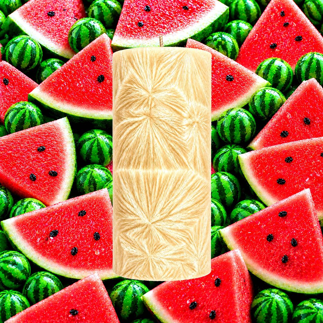 Watermelon Bubblegum plant based Pillar Candle – vegan, cruelty-free featuring juicy watermelon and sweet bubblegum candy notes, handmade in Australia.