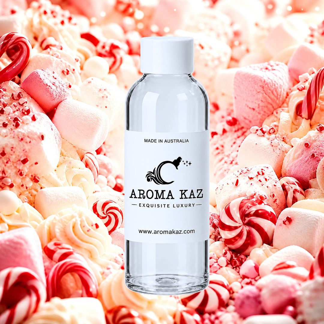 Christmas Marshmallows fragrance oil for candle making, soap making and perfume blending – vegan, cruelty-free featuring sweet marshmallow holiday treat aroma, handmade in Australia.