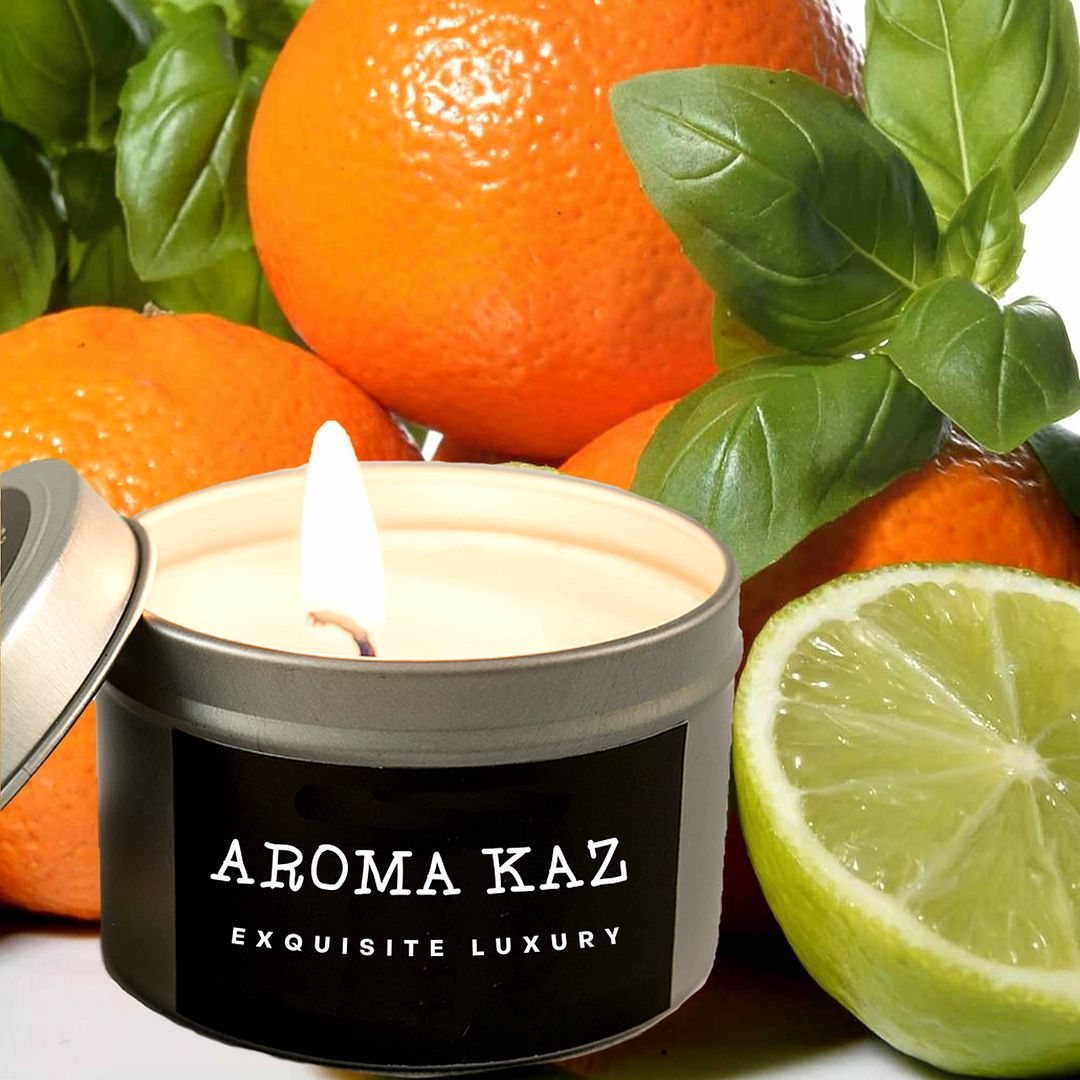 Lime Basil Mandarin Scented Eco Soy Tin Candles Hand Poured