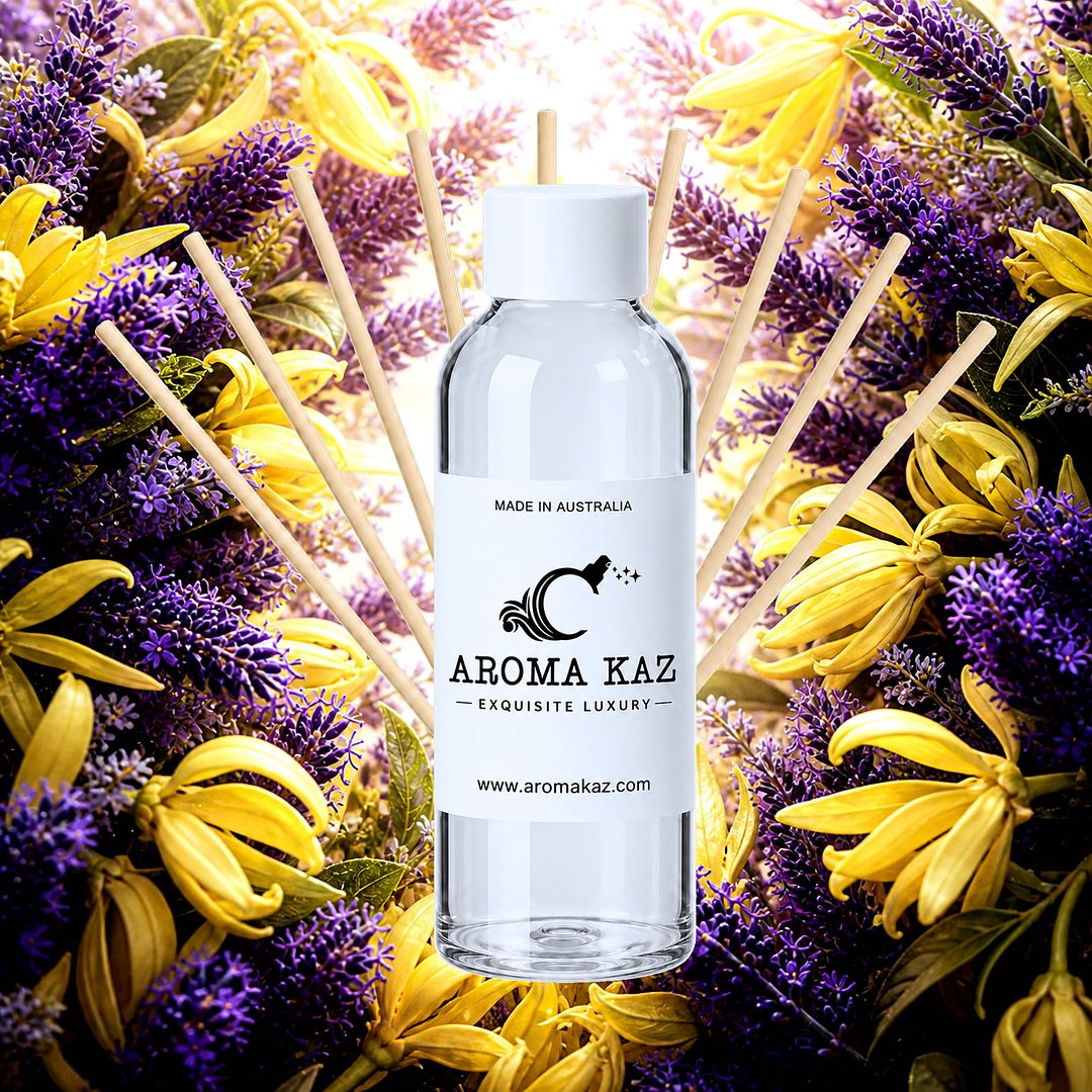 Lavender & Ylang Ylang Diffuser Fragrance Oil Refill – vegan, cruelty-free featuring floral lavender and sensual exotic ylang ylang, handmade in Australia.