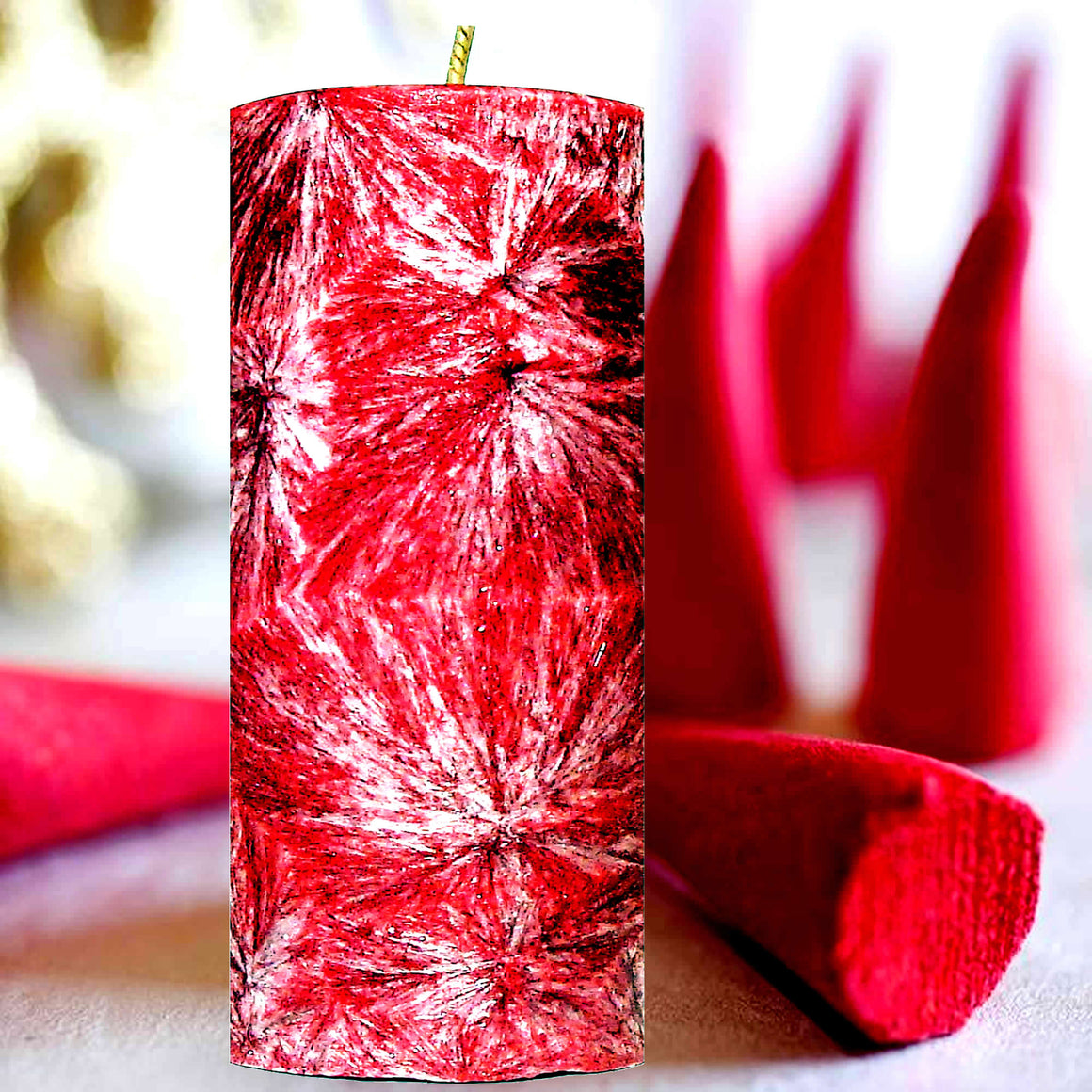 Dragons Blood plant based Pillar Candle – vegan, cruelty-free featuring a bold resinous incense aroma, handmade in Australia.