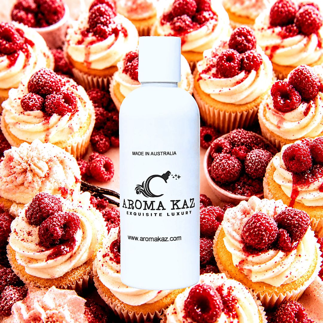 Raspberry Cream Cupcakes Body Massage Oil – vegan, cruelty-free, plant-based hydrating oil with sweet raspberry and vanilla cupcake notes, handmade in Australia.
