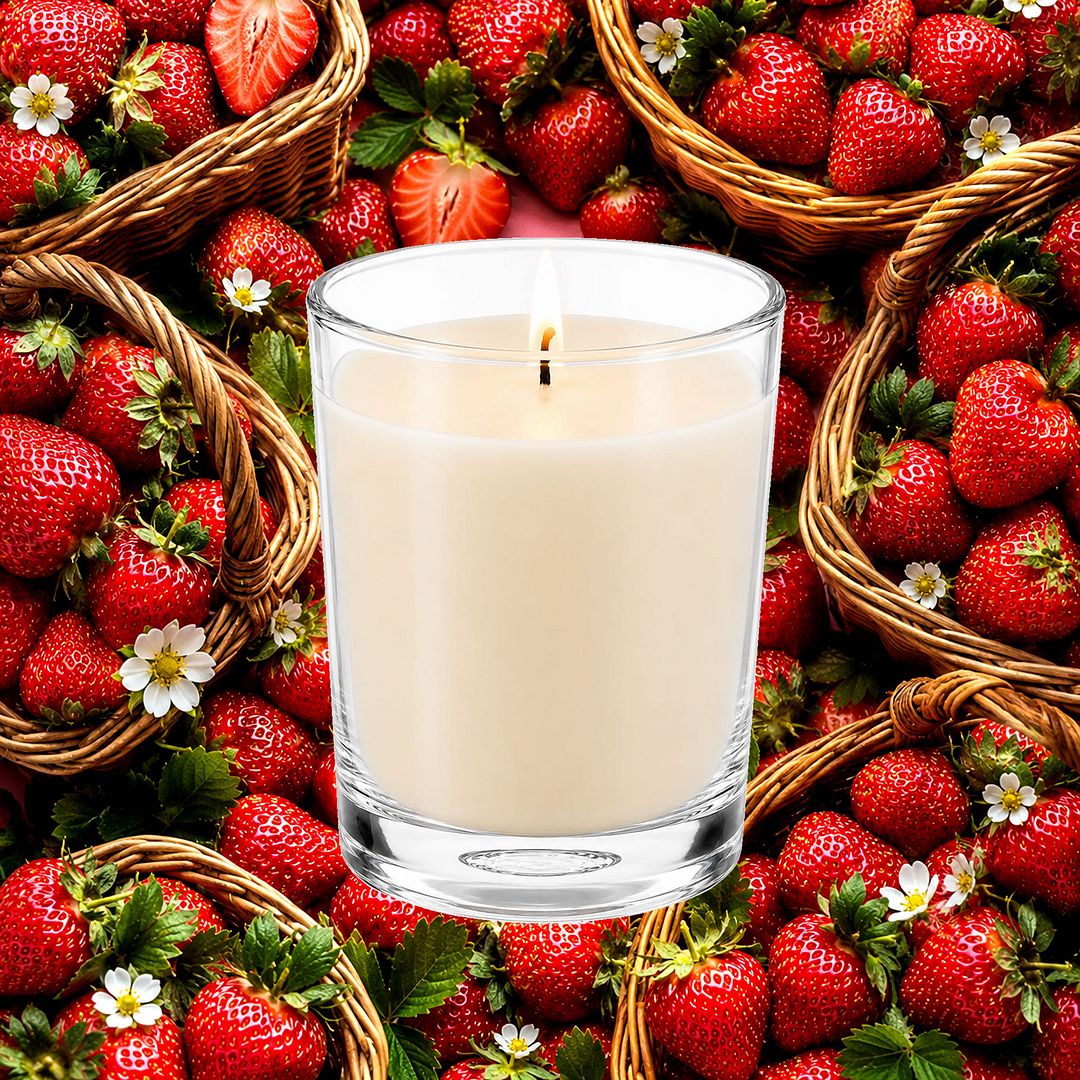 Fresh Strawberries Scented Votive Candles eco soy plant based – vegan, cruelty-free featuring sweet juicy strawberry aroma, handmade in Australia.