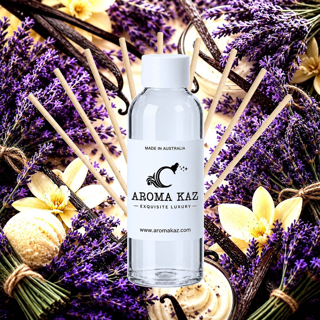 Lavender & Vanilla Diffuser Fragrance Oil Refill – vegan, cruelty-free featuring floral fresh lavender and creamy vanilla, handmade in Australia.