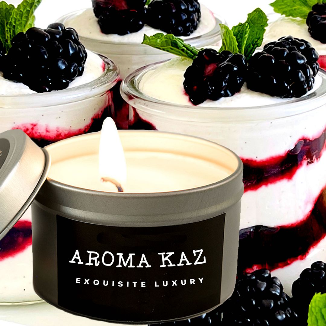 Black Raspberry Vanilla Scented Eco Soy Tin Candles Hand Poured