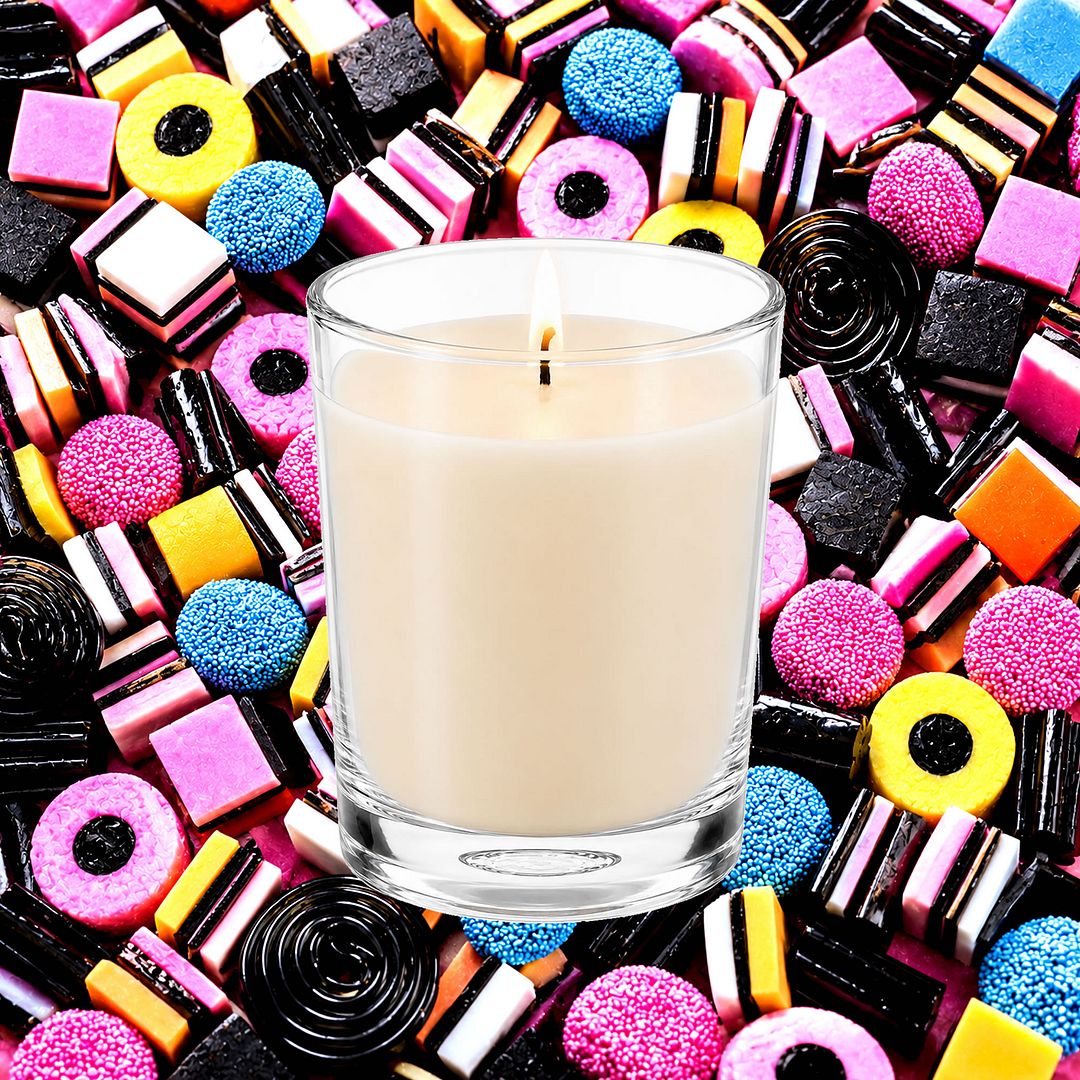 Licorice Allsorts Scented Votive Candles eco soy plant based – vegan, cruelty-free featuring sweet licorice candy aroma, handmade in Australia.