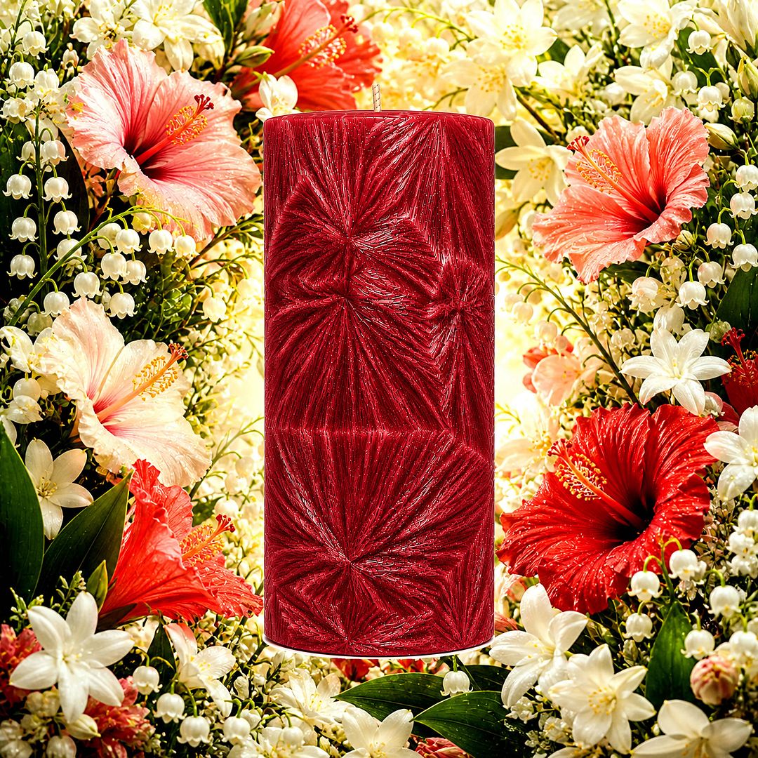 Hawaiian Honey Blossoms plant based Pillar Candle – vegan, cruelty-free featuring sweet tropical honeyed florals, handmade in Australia.
