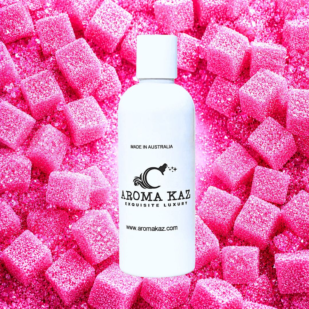 Pink Sugar Cubes Body Wash Shower Gel – vegan, cruelty-free featuring pink sugary candy sweetness and pink musk hints, handmade in Australia.
