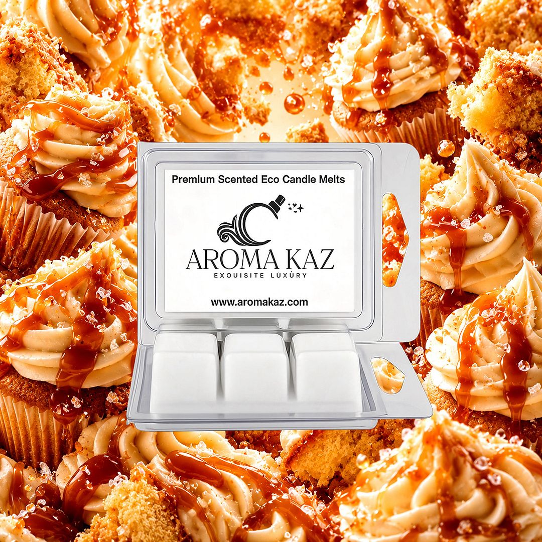 Vanilla Caramel Cupcakes eco soy wax melts – vegan, cruelty-free featuring freshly baked cupcakes, vanilla frosting, and caramel drizzle aroma, handmade in Australia.