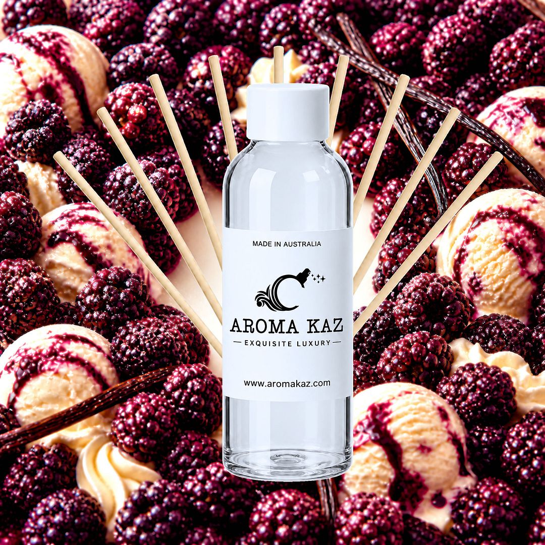 Blackberry Ice Cream Diffuser Fragrance Oil Refill – vegan, cruelty-free featuring creamy blackberry dessert fragrance, handmade in Australia.
