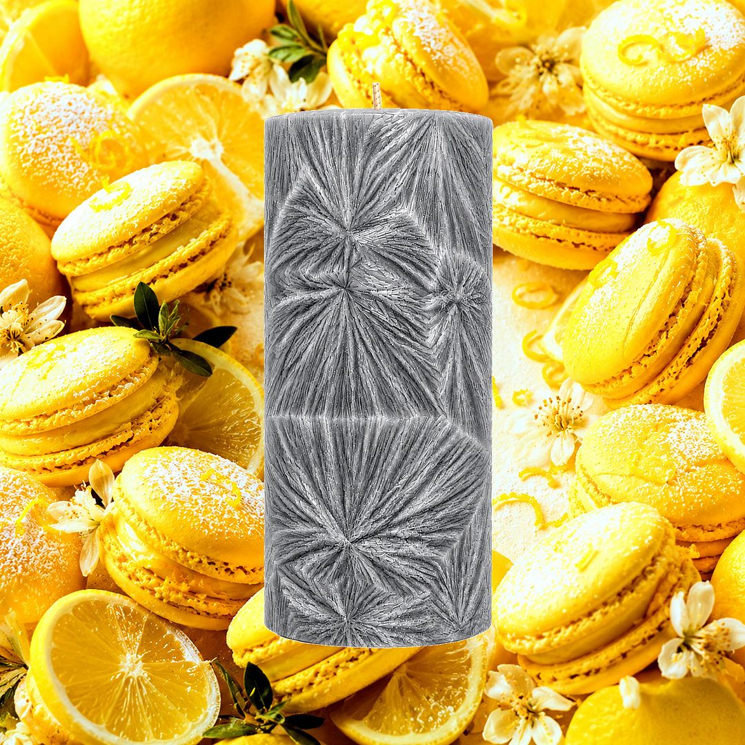 Lemon Cookies plant based Pillar Candle – vegan, cruelty-free featuring sweet baked lemon cookie aroma, handmade in Australia.