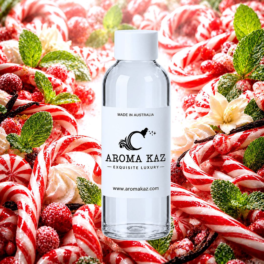 Candy Cane fragrance oil for candle making, soap making and perfume blending – vegan, cruelty-free featuring refreshing peppermint candy aroma, handmade in Australia.