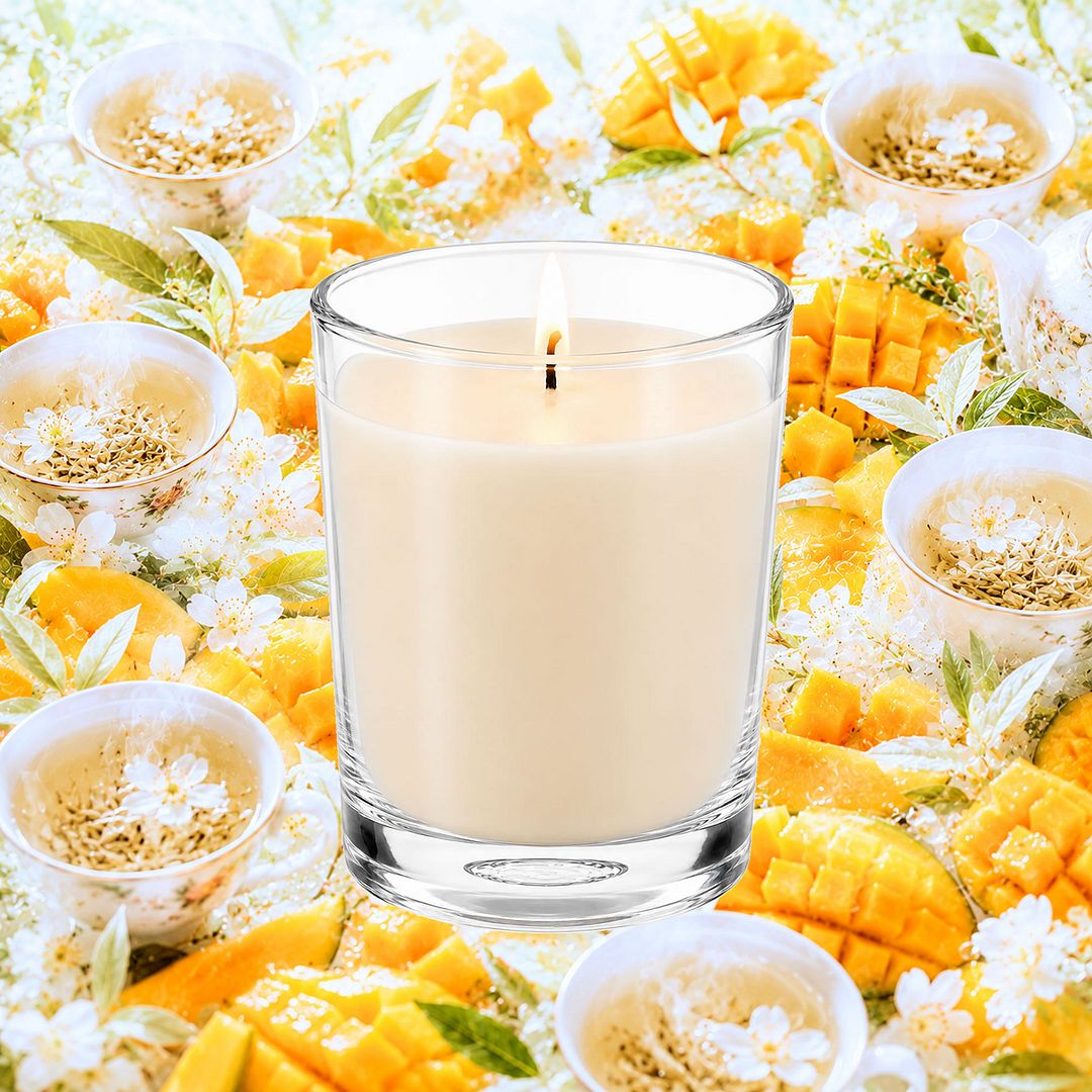 White Tea & Mango Scented Votive Candles eco soy plant based – vegan, cruelty-free featuring juicy mango and sweet white tea notes, handmade in Australia.